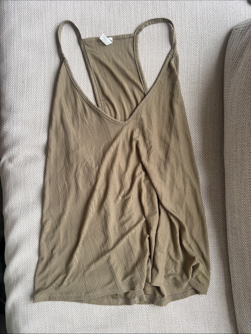 Free People Ribbed Racerback Tank in Olive